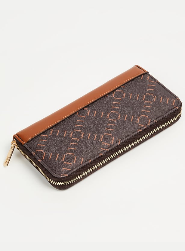 ELLE Monogram Print Zip-Around Wallet