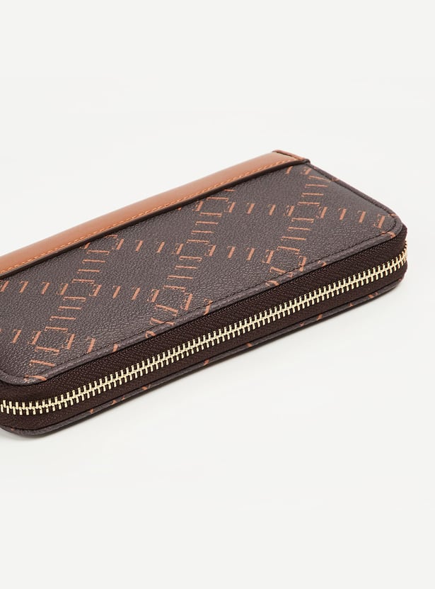 ELLE Monogram Print Zip-Around Wallet