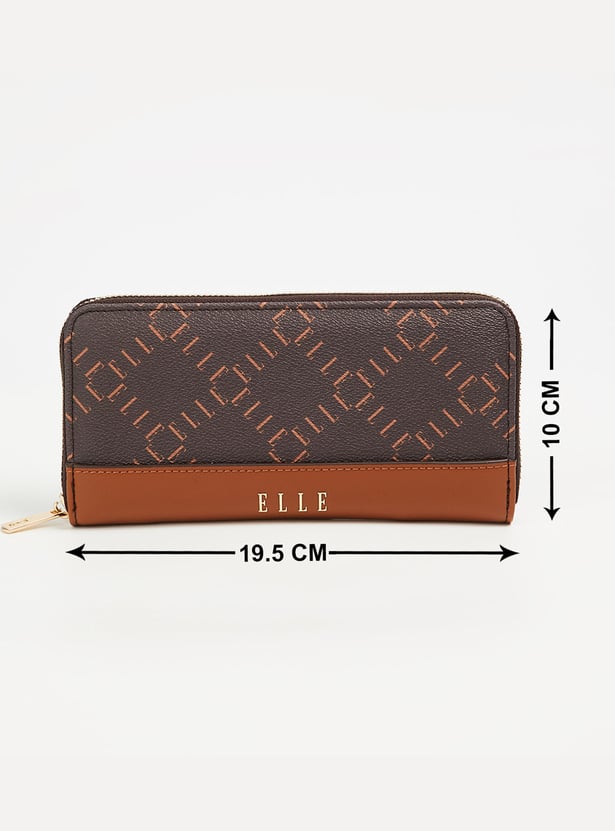 ELLE Monogram Print Zip-Around Wallet