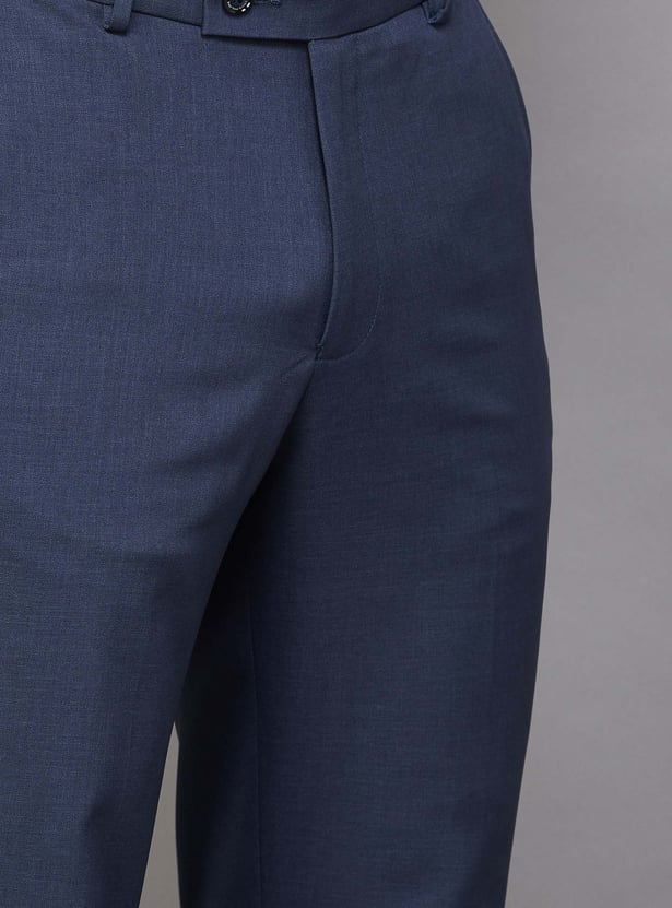 LOUIS PHILIPPE Solid Slim Straight Formal Trousers