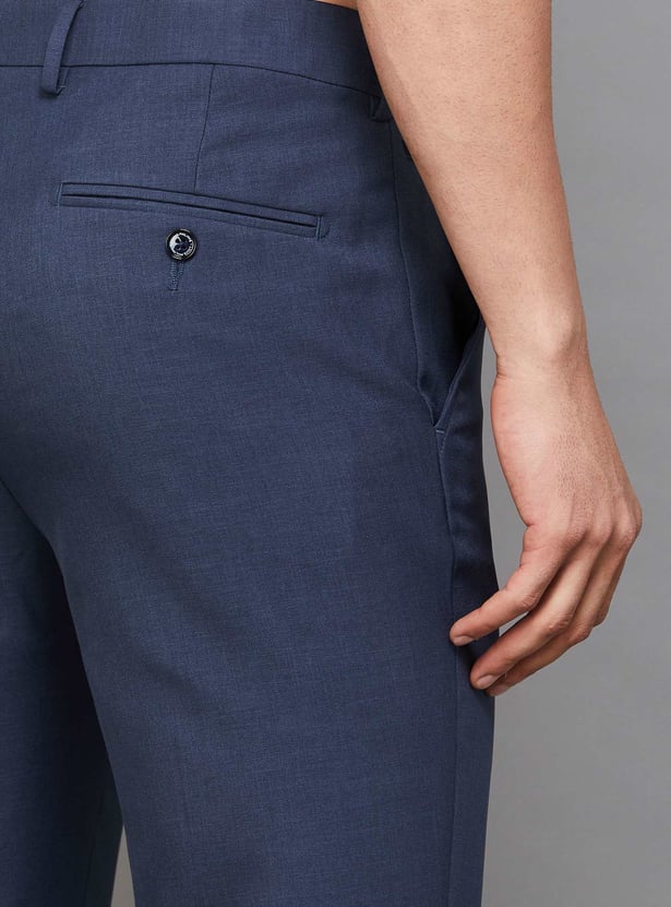 LOUIS PHILIPPE Solid Slim Straight Formal Trousers