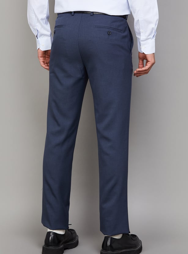 LOUIS PHILIPPE Solid Slim Straight Formal Trousers