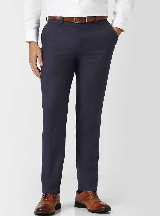 VAN HEUSEN Solid Slim Straight Formal Trousers
