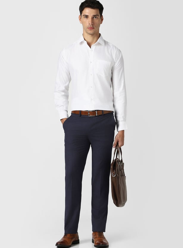 VAN HEUSEN Solid Slim Straight Formal Trousers