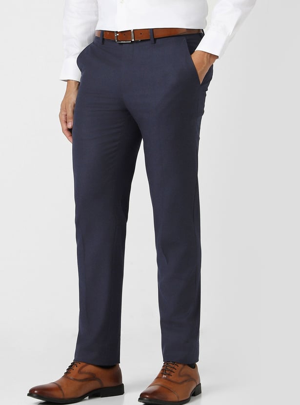 VAN HEUSEN Solid Slim Straight Formal Trousers