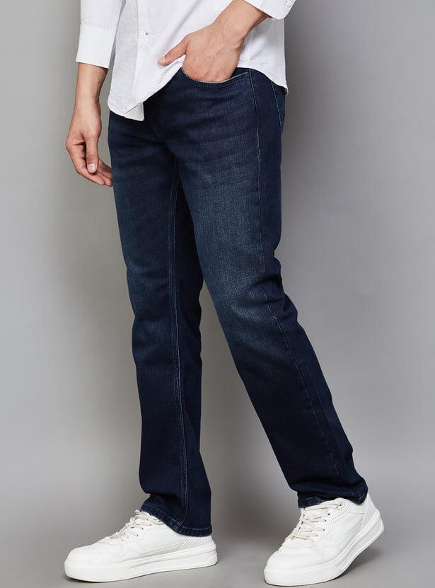 SPYKAR Washed Regular Straight Jeans