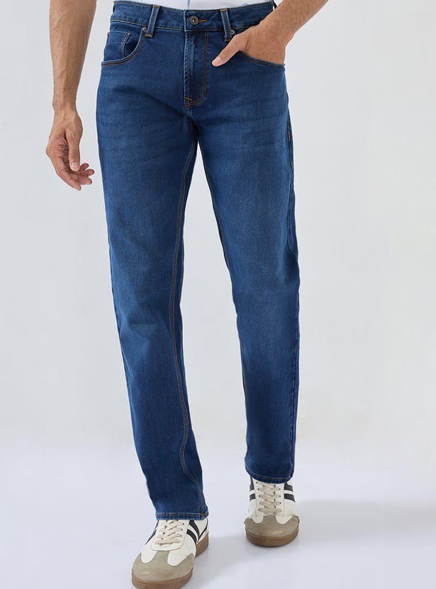 SPYKAR Washed Regular Straight Jeans