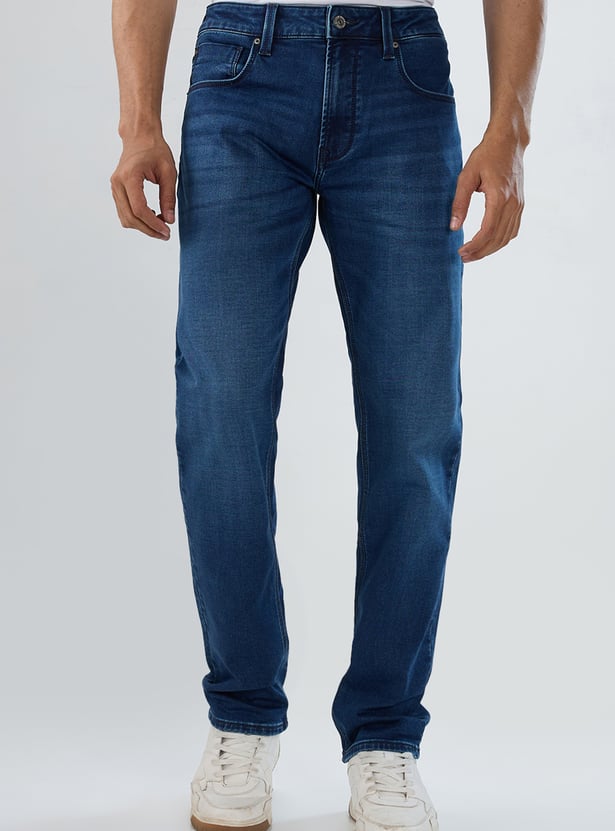 SPYKAR Washed Regular Straight Jeans