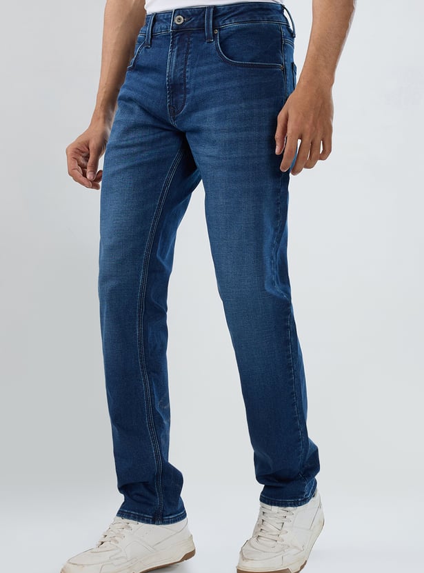 SPYKAR Washed Regular Straight Jeans