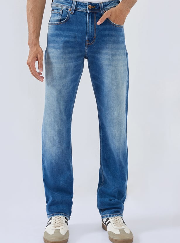 SPYKAR Washed Regular Straight Jeans