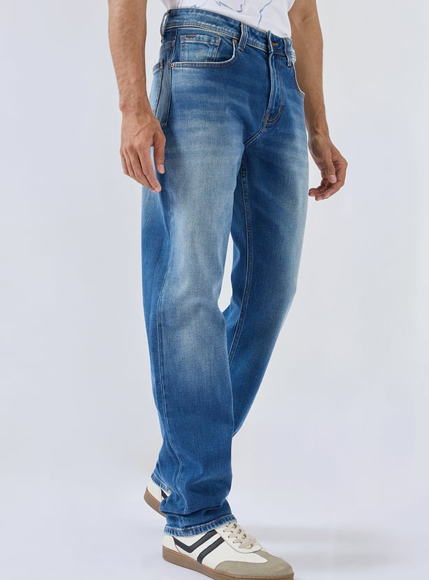 SPYKAR Washed Regular Straight Jeans