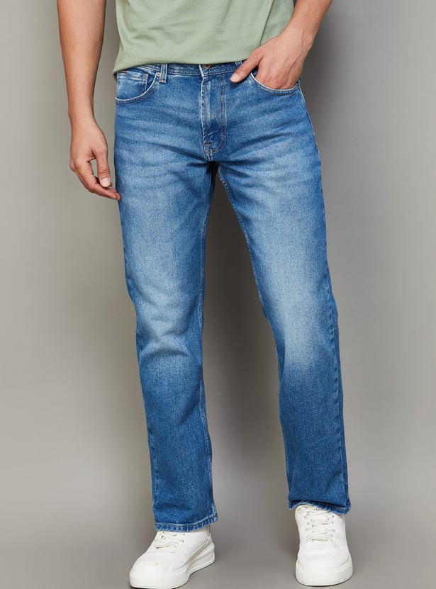 SPYKAR Washed Regular Straight Jeans