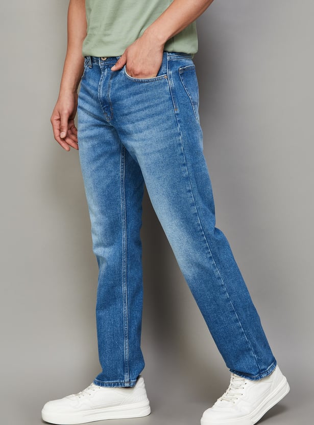SPYKAR Washed Regular Straight Jeans