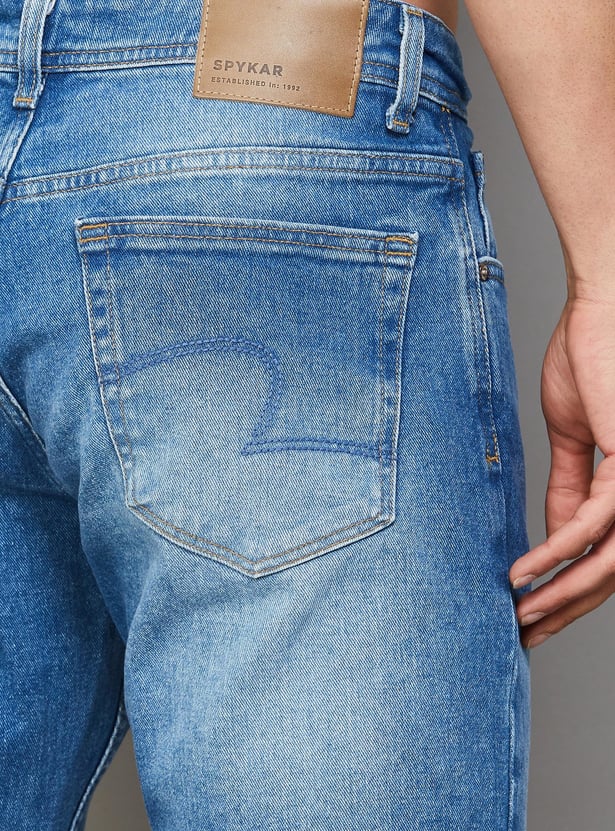 SPYKAR Washed Regular Straight Jeans