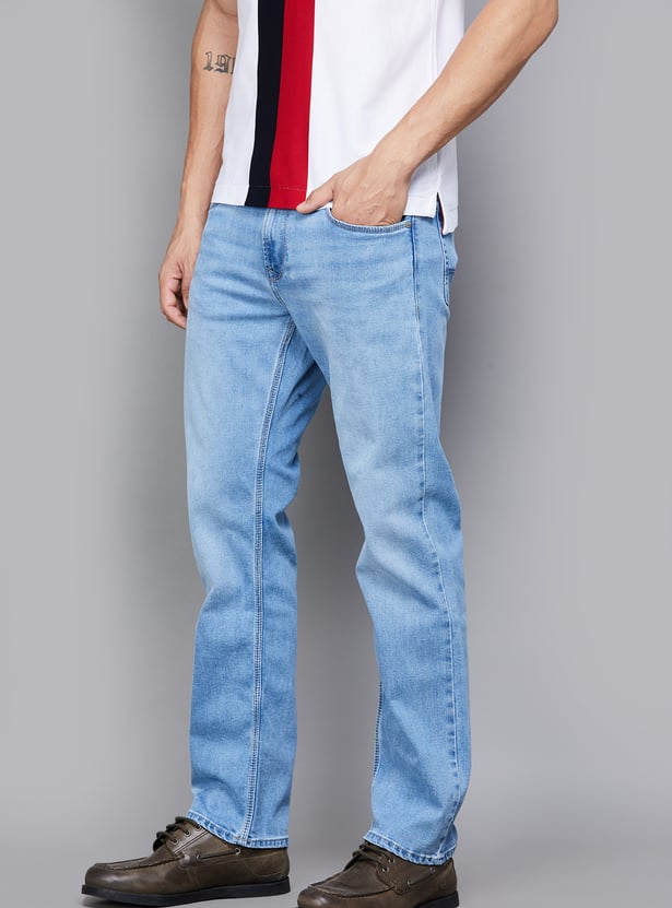 SPYKAR Washed Regular Straight Jeans