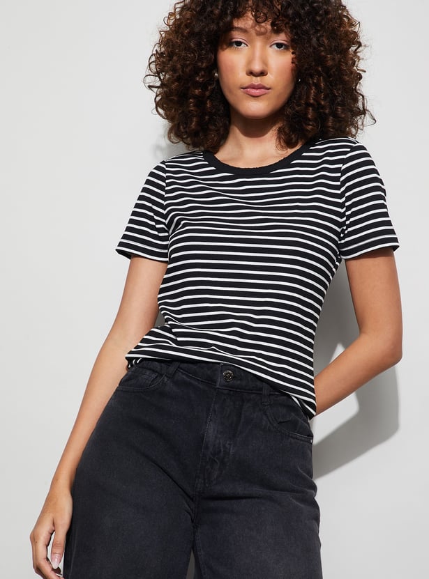 FAME FOREVER Striped Knit T-shirt