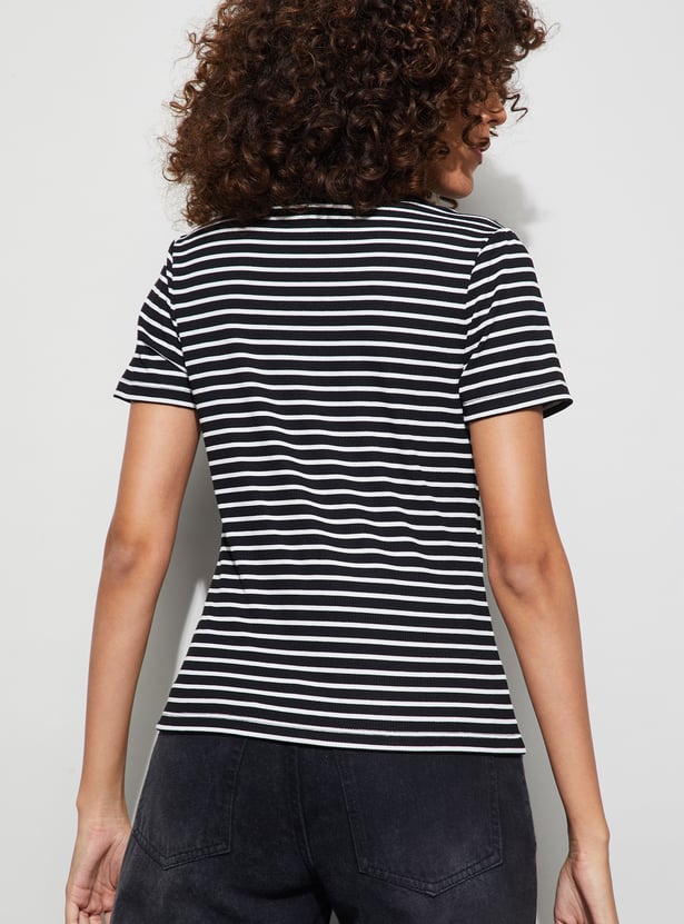 FAME FOREVER Striped Knit T-shirt