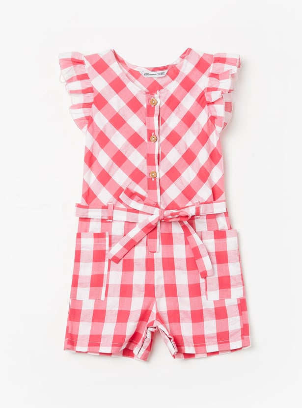 FAME FOREVER Girls Checked Romper