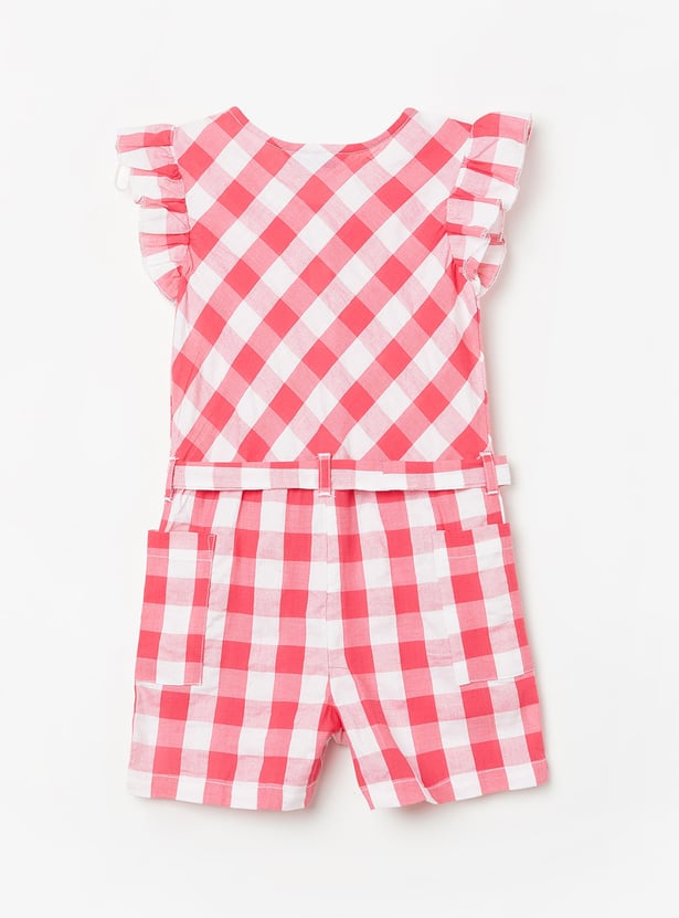 FAME FOREVER Girls Checked Romper