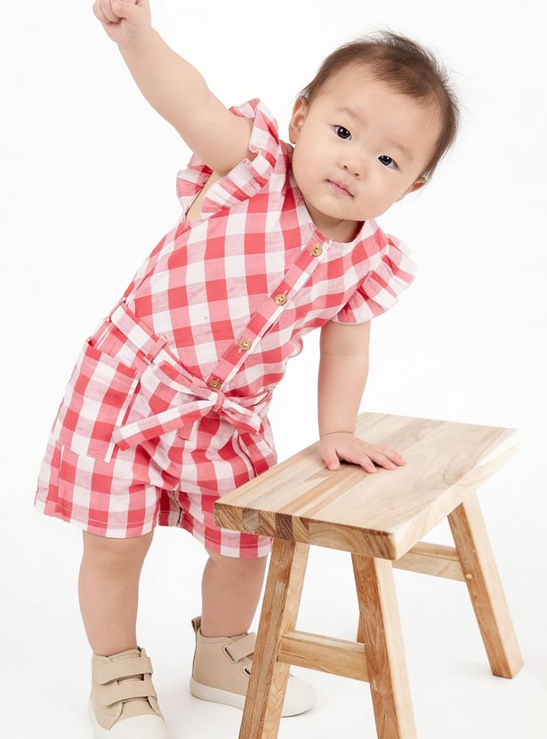FAME FOREVER Girls Checked Romper