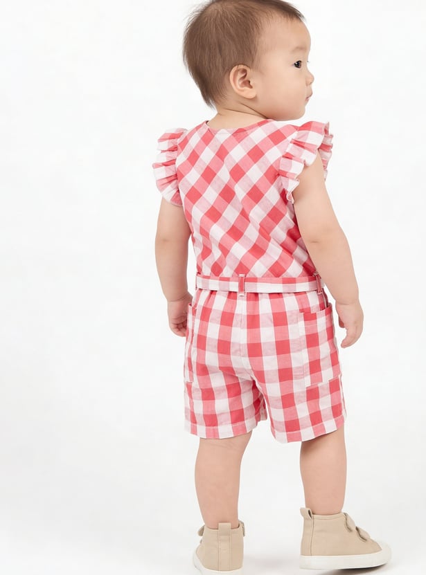 FAME FOREVER Girls Checked Romper