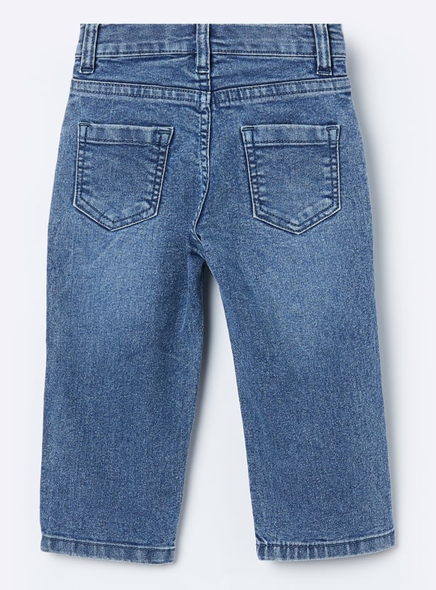 FAME FOREVER Girls Embroidered Mid-Rise Jeans