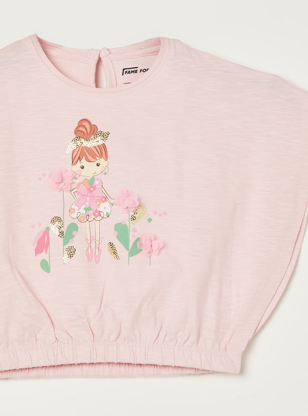 FAME FOREVER Girls Graphic Print Top