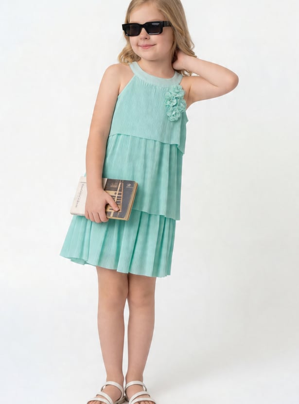 FAME FOREVER Girls Pleated Tiered Dress
