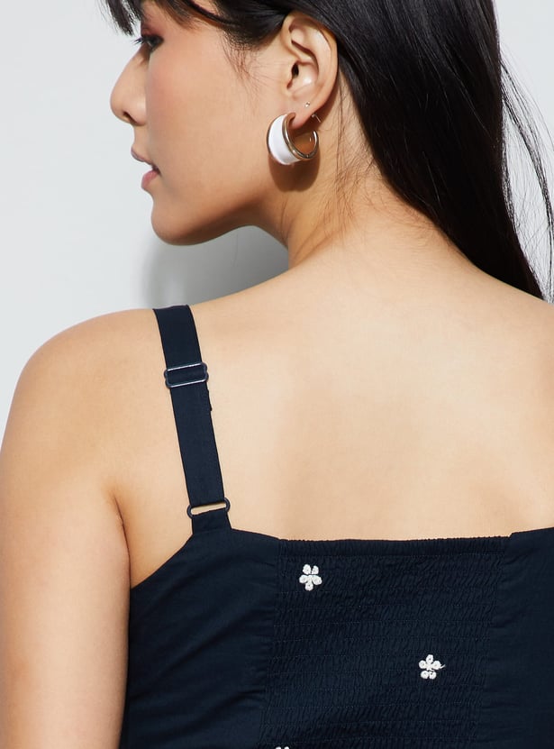 FAME FOREVER Embroidered Fit and Flare Dress