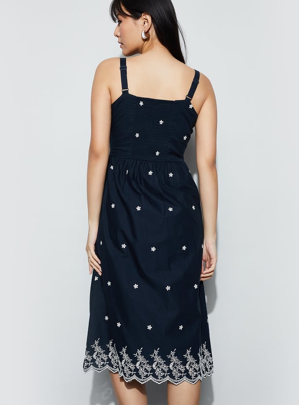 FAME FOREVER Embroidered Fit and Flare Dress