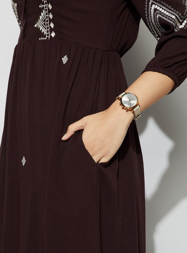 FAME FOREVER Embroidered Midi Dress