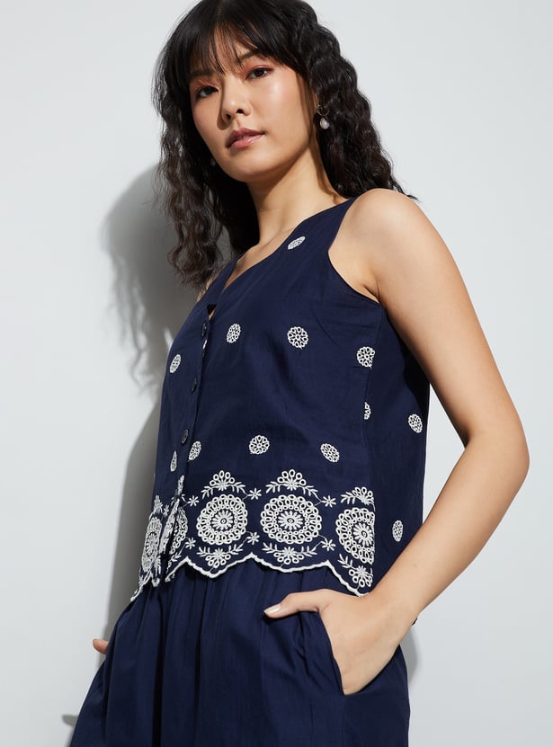 FAME FOREVER Embroidered Vest Top