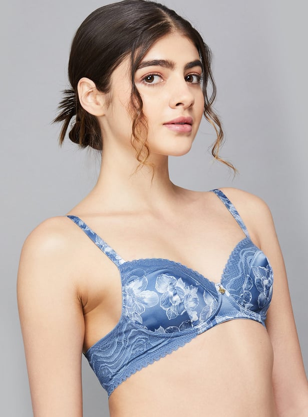 AMANTE Demure Floral Print Padded Non-Wired Demi Bra