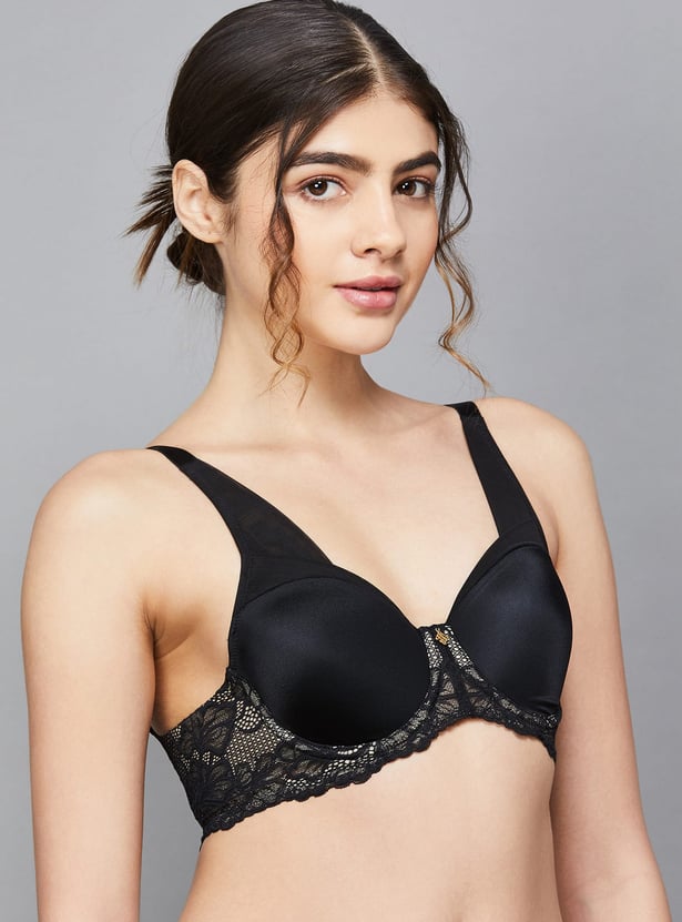 AMANTE Glam Lace Padded Wired Seamed Balconette Bra