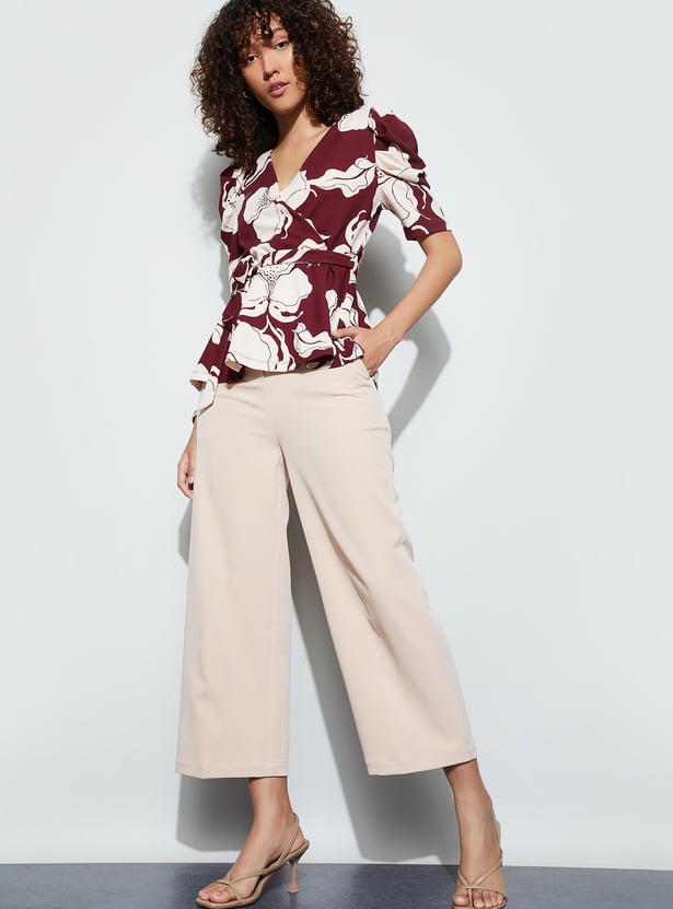 CODE CLASSIC Solid Wide Leg Trousers