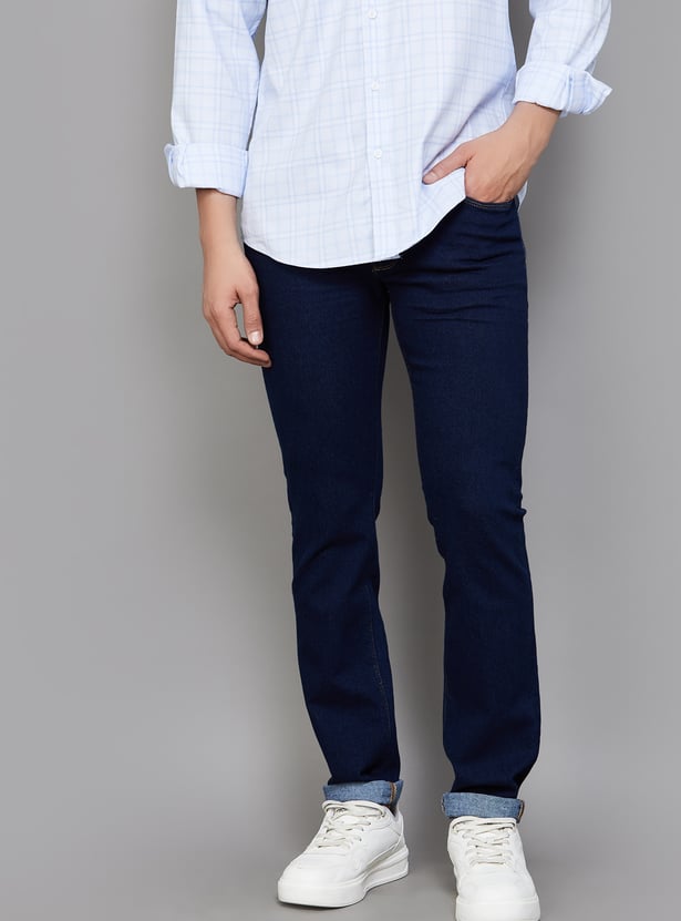V DOT Solid Slim Straight Trousers