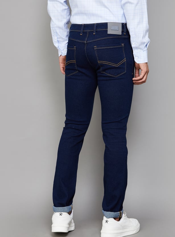 V DOT Solid Slim Straight Trousers