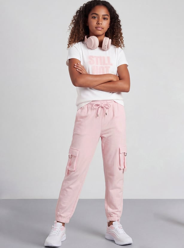 FAME FOREVER Girls Solid Cargo Joggers
