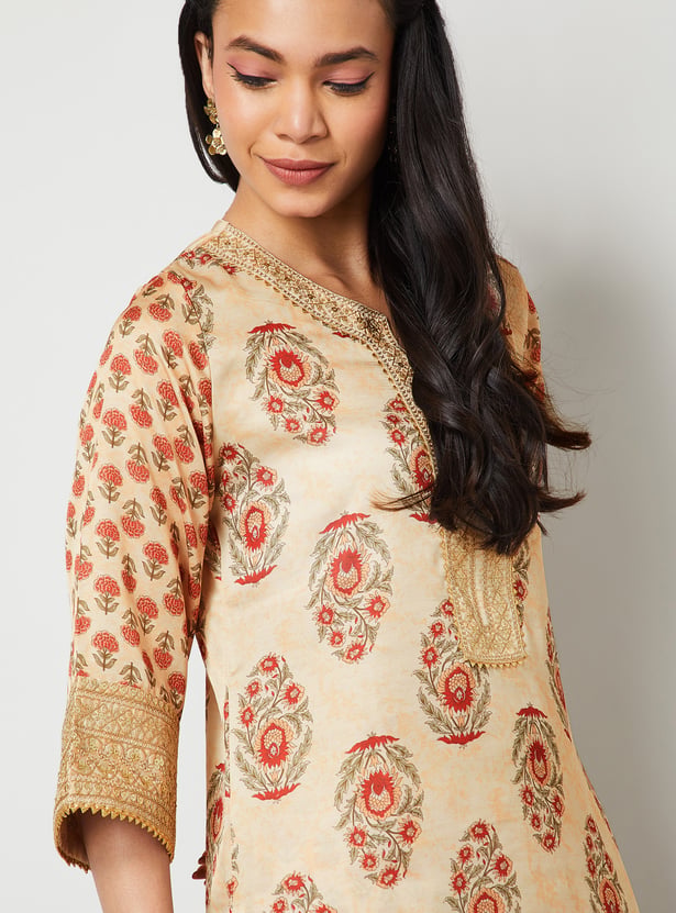 MELANGE Floral Print Kurta Set