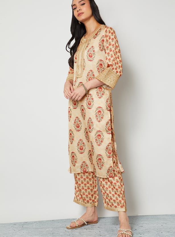 MELANGE Floral Print Kurta Set