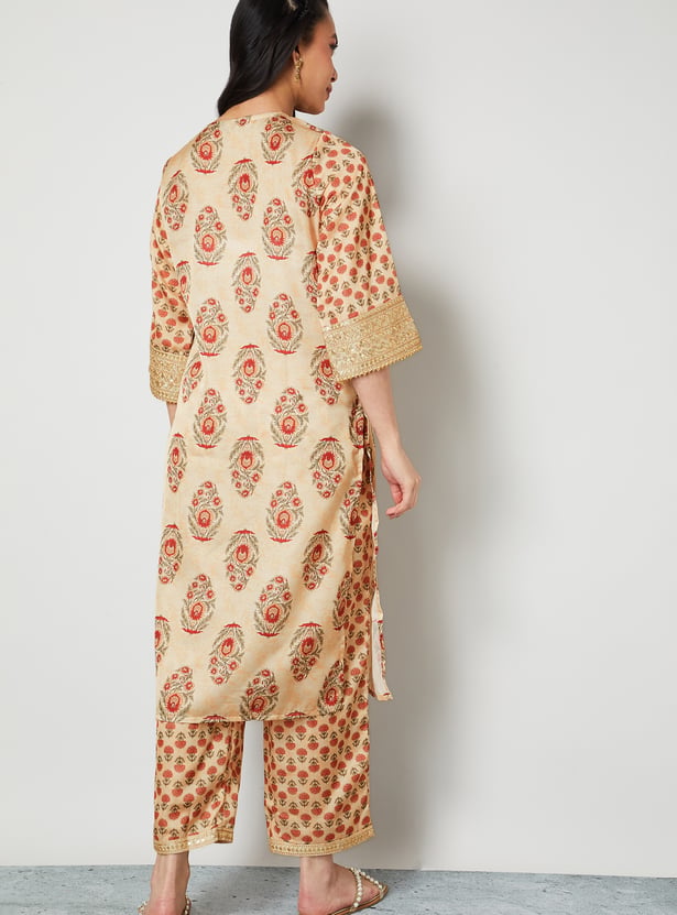 MELANGE Floral Print Kurta Set