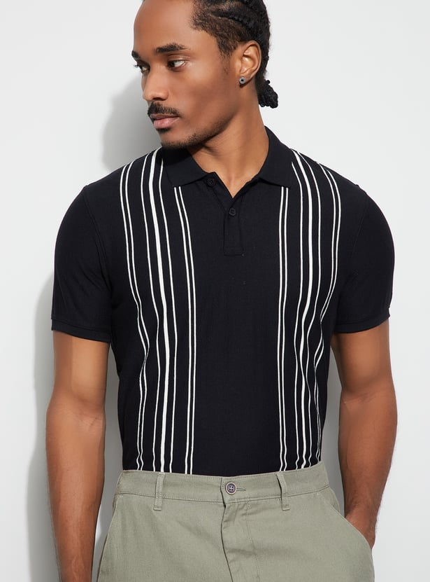CODE Striped Polo T-shirt