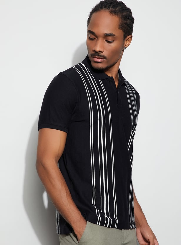 CODE Striped Polo T-shirt