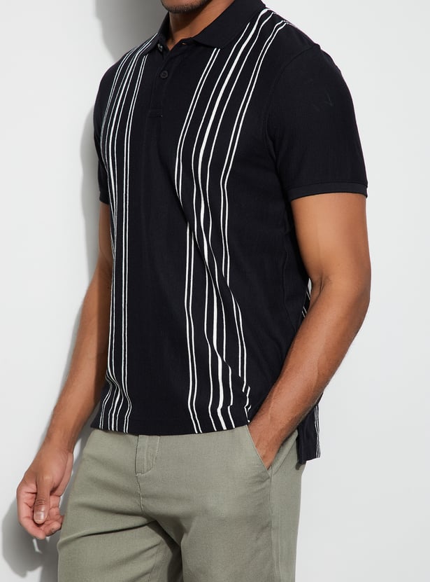 CODE Striped Polo T-shirt