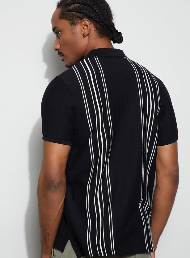 CODE Striped Polo T-shirt