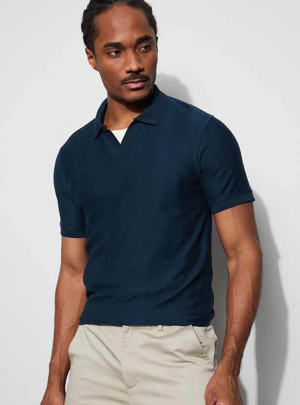 CODE Herringbone Johnny Collar T-shirt