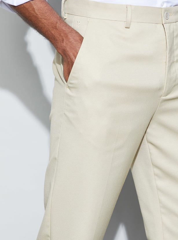 CODE Solid Regular Fit Formal Trousers