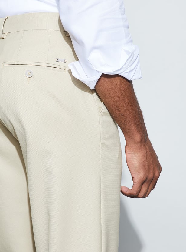 CODE Solid Regular Fit Formal Trousers