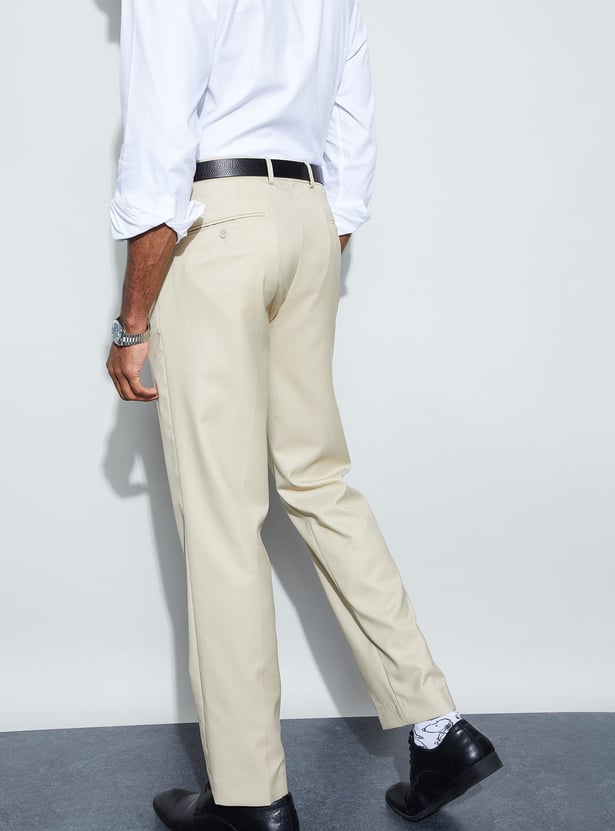CODE Solid Regular Fit Formal Trousers