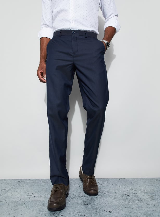 CODE Textured Slim Tapered Formal Trousers